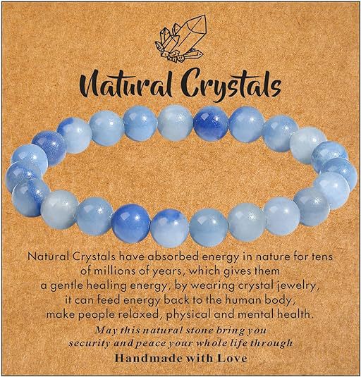 Eastern Mystiques Hot Selling Natural Stone with Card Paper Beaded Elastic Cord Bracelet Crystal Agate Tiger Eye Stone Wholesale Bracelet Jewelry