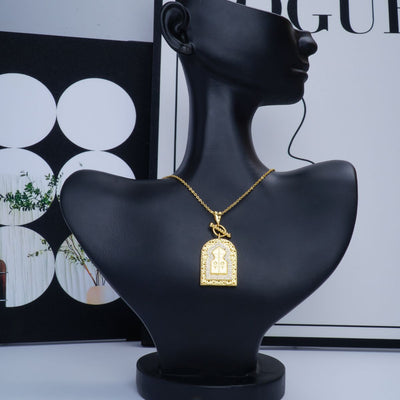 Eastern Mystiques European and American Religious Virgin Mary Copper Inlaid Zircon Necklace for Women Trendy Real Gold Plated Crystal Pendant Jewelry