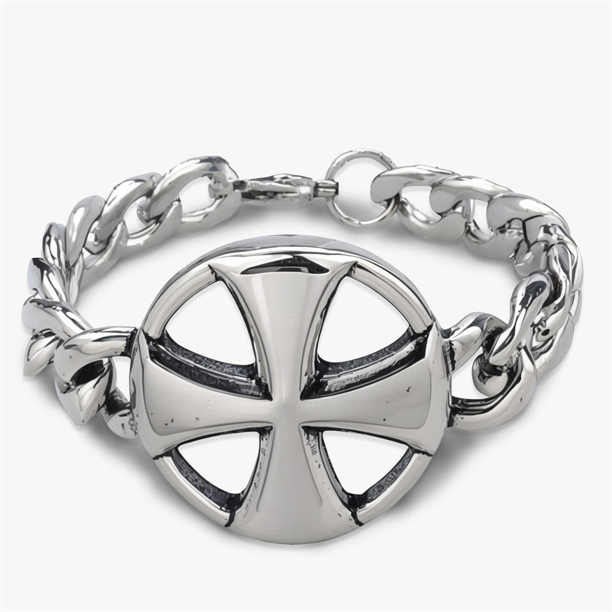 Eastern Mystiques 2025 Stainless Steel Hip-Hop Blackened Retro Men's Cross Bracelet Personality Trend Geometric Cool Style Hot Item
