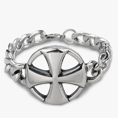 Eastern Mystiques 2025 Stainless Steel Hip-Hop Blackened Retro Men's Cross Bracelet Personality Trend Geometric Cool Style Hot Item