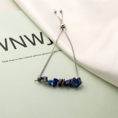 Eastern Mystiques Natural Crystal Bracelet Crushed Stone Beaded Handmade Adjustable Stainless Steel Chain Bracelet