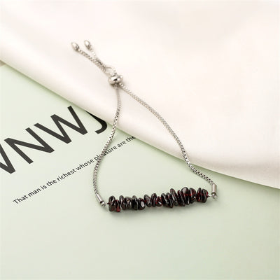Eastern Mystiques Natural Crystal Bracelet Crushed Stone Beaded Handmade Adjustable Stainless Steel Chain Bracelet