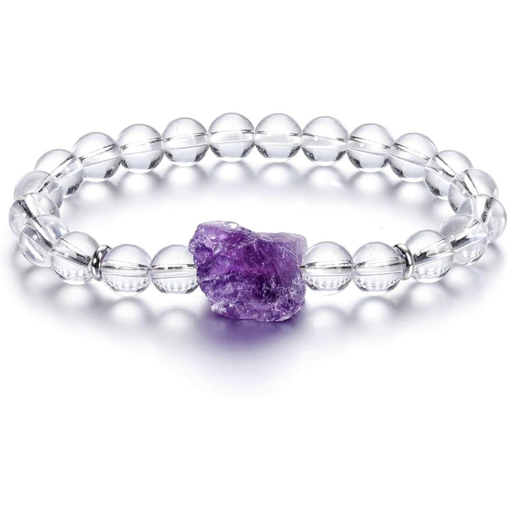 Eastern Mystiques Fashion Amethyst Raw Stone Elastic Bracelet Irregular Natural Stone Energy Transfer Women's Bracelet