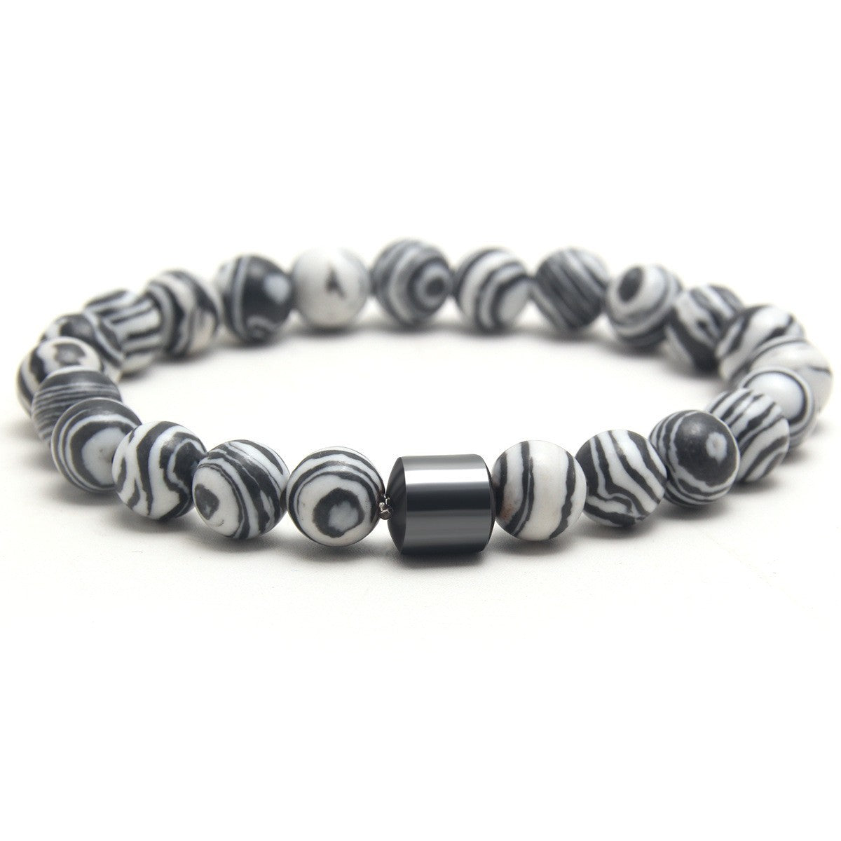 Eastern Mystiques Black Gallstone Volcanic Stone Tiger Eye Stone 8mm Natural Stone Beaded Bracelet Elastic Cord Bracelet