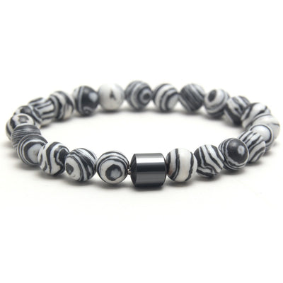 Eastern Mystiques Black Gallstone Volcanic Stone Tiger Eye Stone 8mm Natural Stone Beaded Bracelet Elastic Cord Bracelet