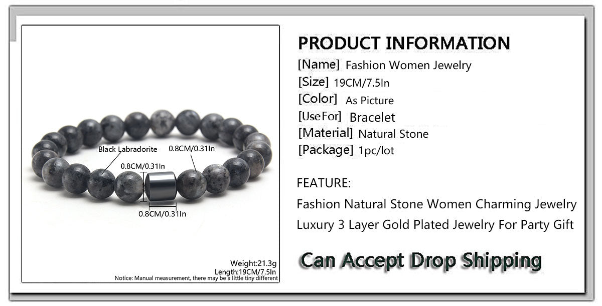 Eastern Mystiques Black Gallstone Volcanic Stone Tiger Eye Stone 8mm Natural Stone Beaded Bracelet Elastic Cord Bracelet