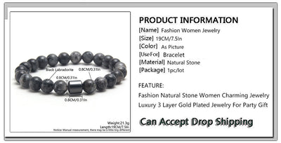 Eastern Mystiques Black Gallstone Volcanic Stone Tiger Eye Stone 8mm Natural Stone Beaded Bracelet Elastic Cord Bracelet