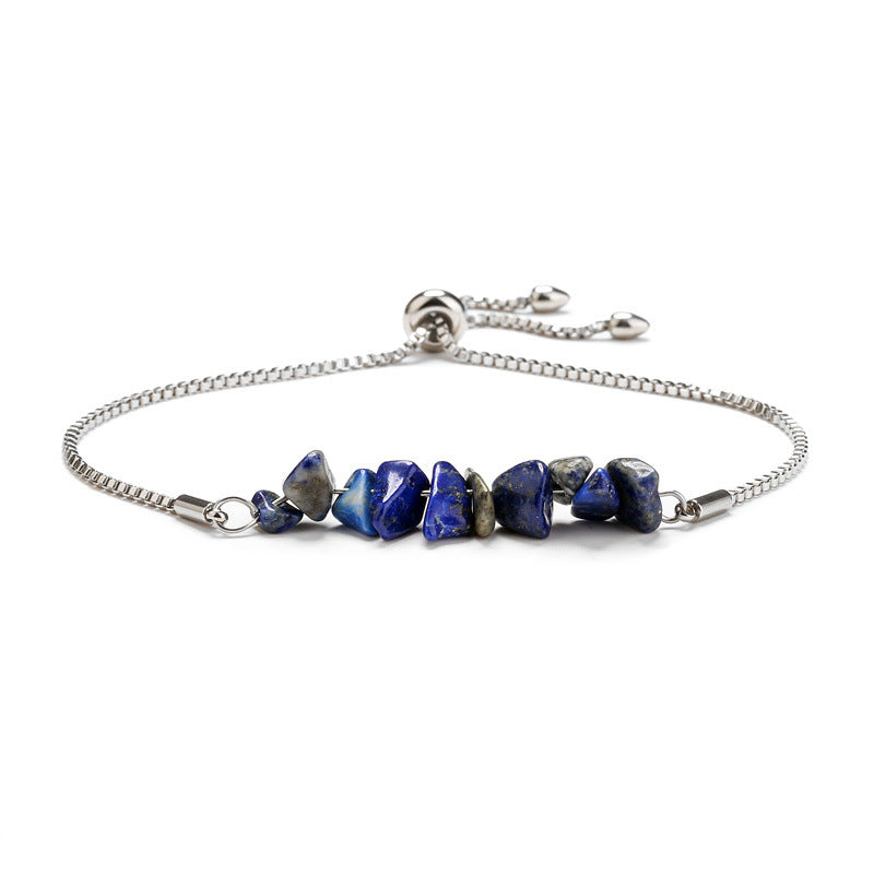 Eastern Mystiques Natural Crystal Bracelet Crushed Stone Beaded Handmade Adjustable Stainless Steel Chain Bracelet