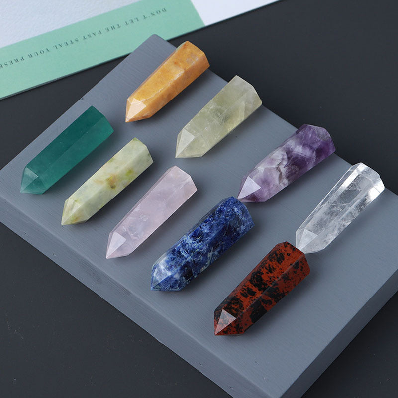 Eastern Mystiques Natural Crystal Column Amethyst Tiger Eye Stone Lapis Lazuli Hand-polished Mineral Home Decoration Series
