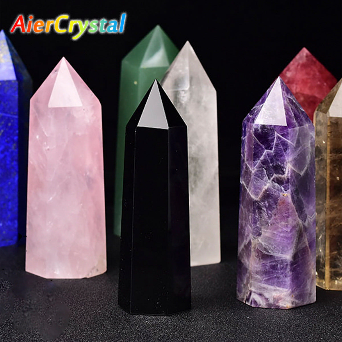 Eastern Mystiques Natural Crystal Column Amethyst Tiger Eye Stone Lapis Lazuli Hand-polished Mineral Home Decoration Series