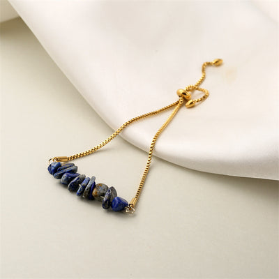 Eastern Mystiques Natural Crystal Bracelet Crushed Stone Beaded Handmade Adjustable Stainless Steel Chain Bracelet