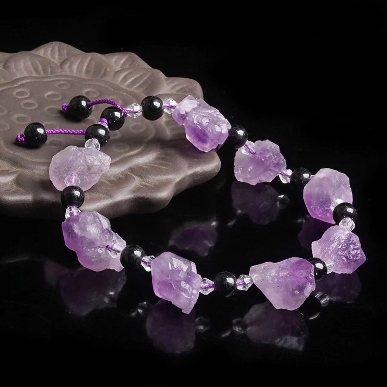 Eastern Mystiques Natural Amethyst Rough Stone Bracelet Multiple DIY Design Bracelet Jewelry