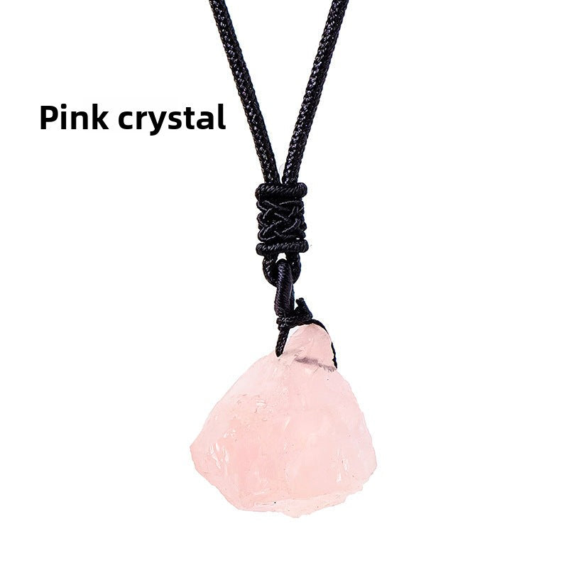 Eastern Mystiques Natural Crystal Rough Pendant Pink Crystal Amethyst Citrine Rough Necklace Jewelry Pendant Wholesale