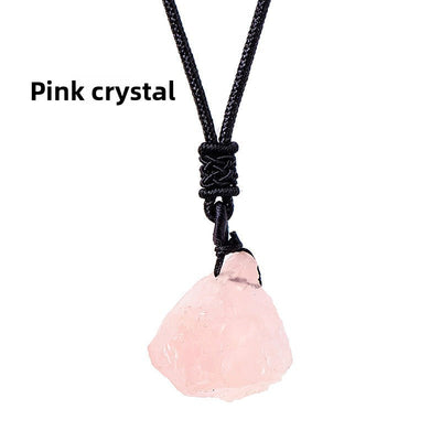 Eastern Mystiques Natural Crystal Rough Pendant Pink Crystal Amethyst Citrine Rough Necklace Jewelry Pendant Wholesale