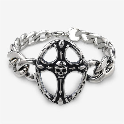 Eastern Mystiques 2025 Stainless Steel Hip-Hop Blackened Retro Men's Cross Bracelet Personality Trend Geometric Cool Style Hot Item