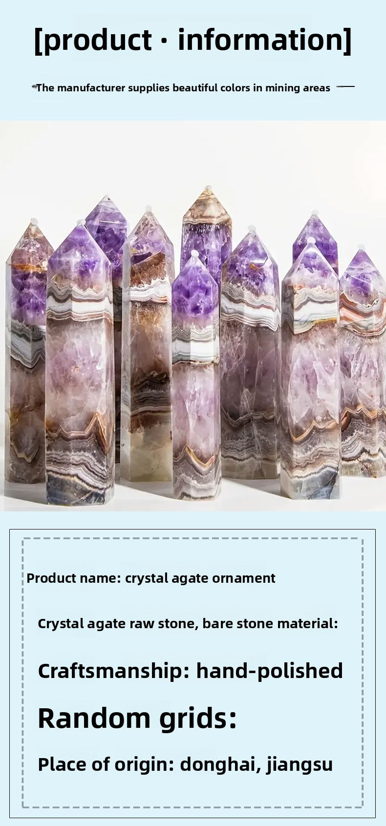 Eastern Mystiques Natural Crystal Hexagonal Column Amethyst Agate Column Amethyst Square Column Amethyst Rough Stone Wholesale Natural Crystal Raw Ore
