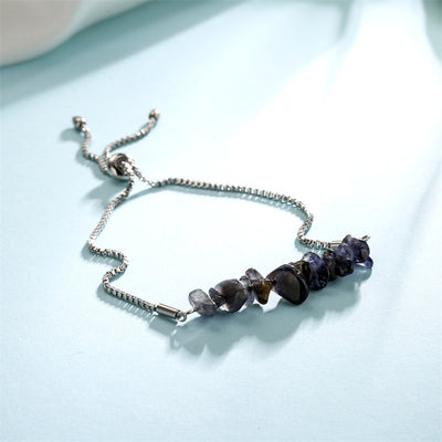 Eastern Mystiques Natural Crystal Bracelet Crushed Stone Beaded Handmade Adjustable Stainless Steel Chain Bracelet