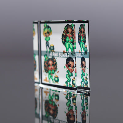 Eastern Mystiques African Black Madonna Crystal Print American Black Jesus Glass Coaster Christ