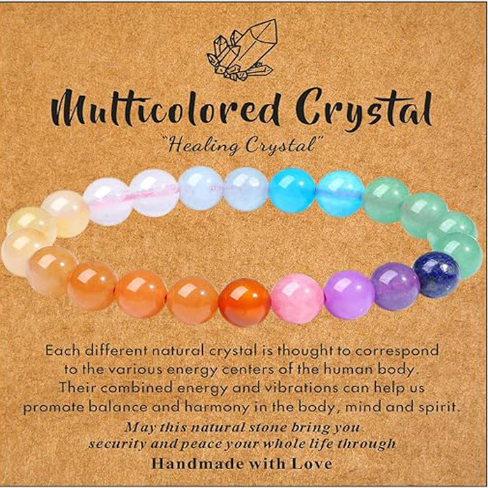Eastern Mystiques Natural Stone Bracelet Handmade Beaded Pink Zebra Amethyst Elastic Cord Jewelry Card Accessories