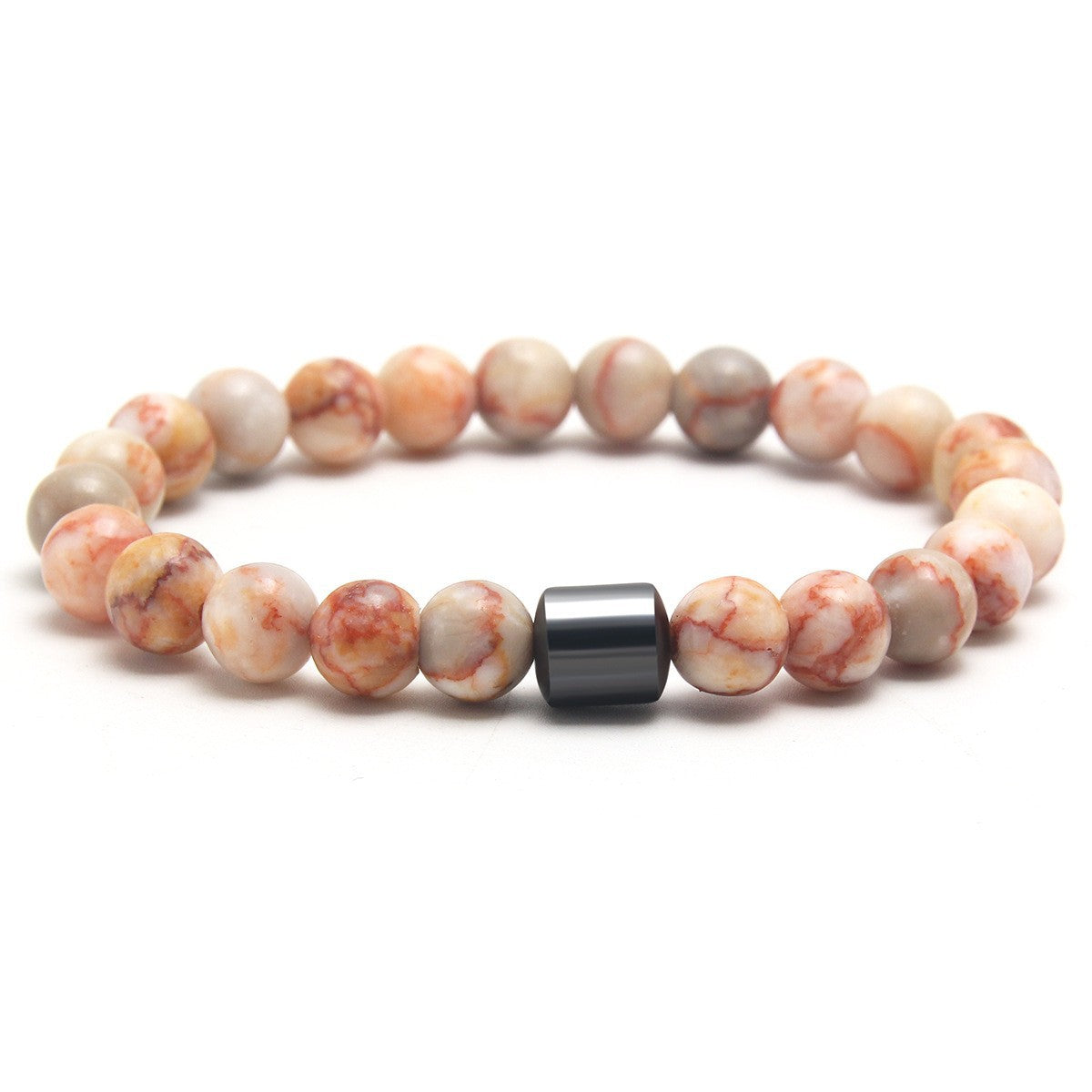 Eastern Mystiques Black Gallstone Volcanic Stone Tiger Eye Stone 8mm Natural Stone Beaded Bracelet Elastic Cord Bracelet