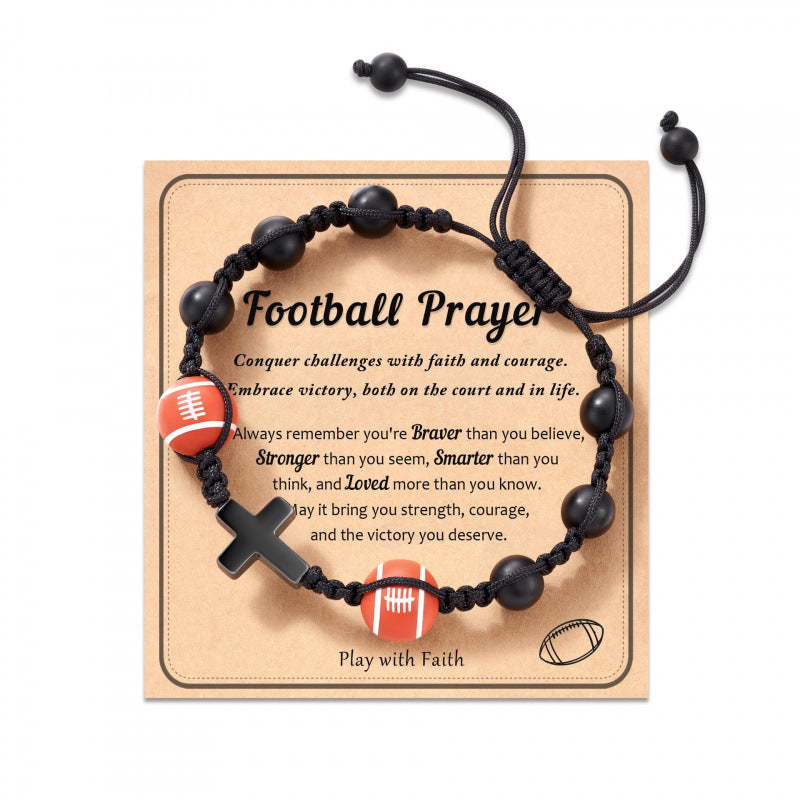 Eastern Mystiques Cross Movement Bracelet Handwoven ToMySon Gift Volleyball Soccer Baseball Black Matte Movement Bracelet