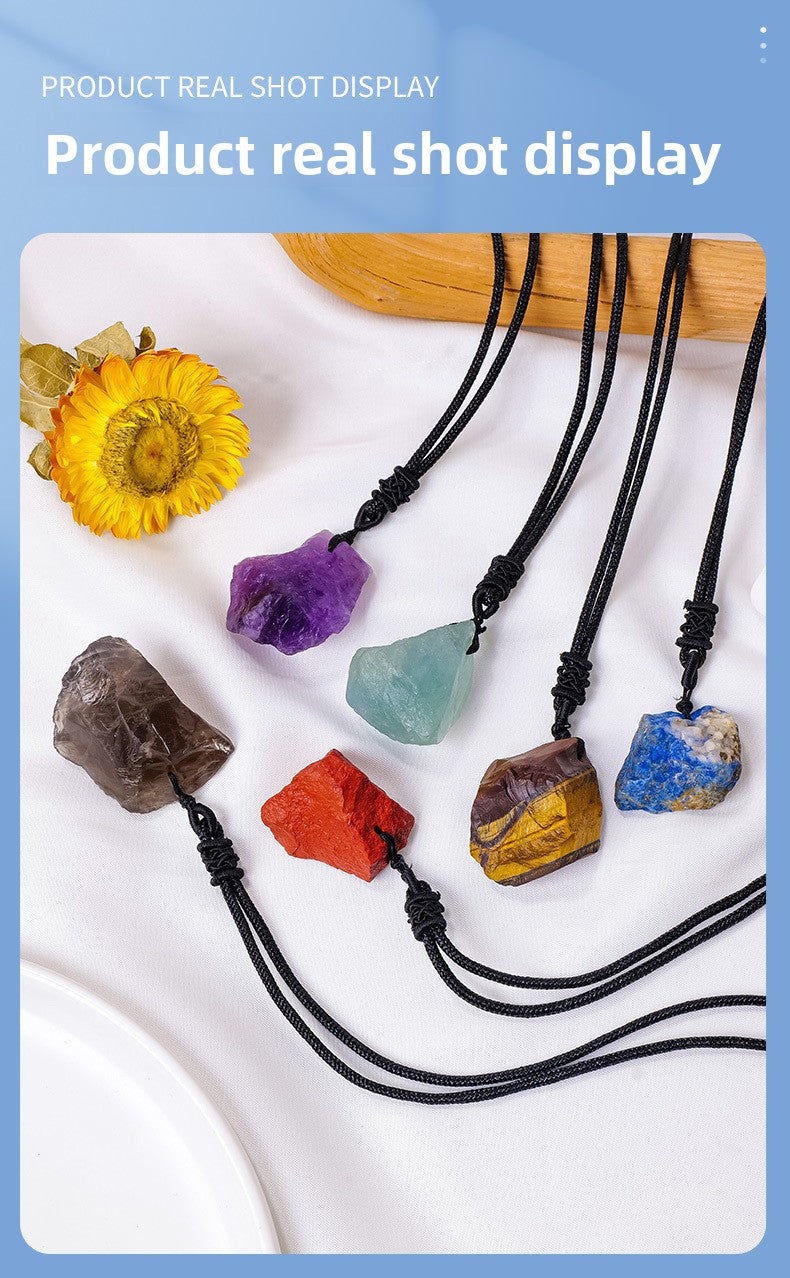 Eastern Mystiques Natural Crystal Rough Pendant Pink Crystal Amethyst Citrine Rough Necklace Jewelry Pendant Wholesale