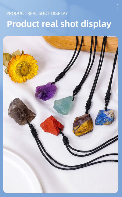 Eastern Mystiques Natural Crystal Rough Pendant Pink Crystal Amethyst Citrine Rough Necklace Jewelry Pendant Wholesale