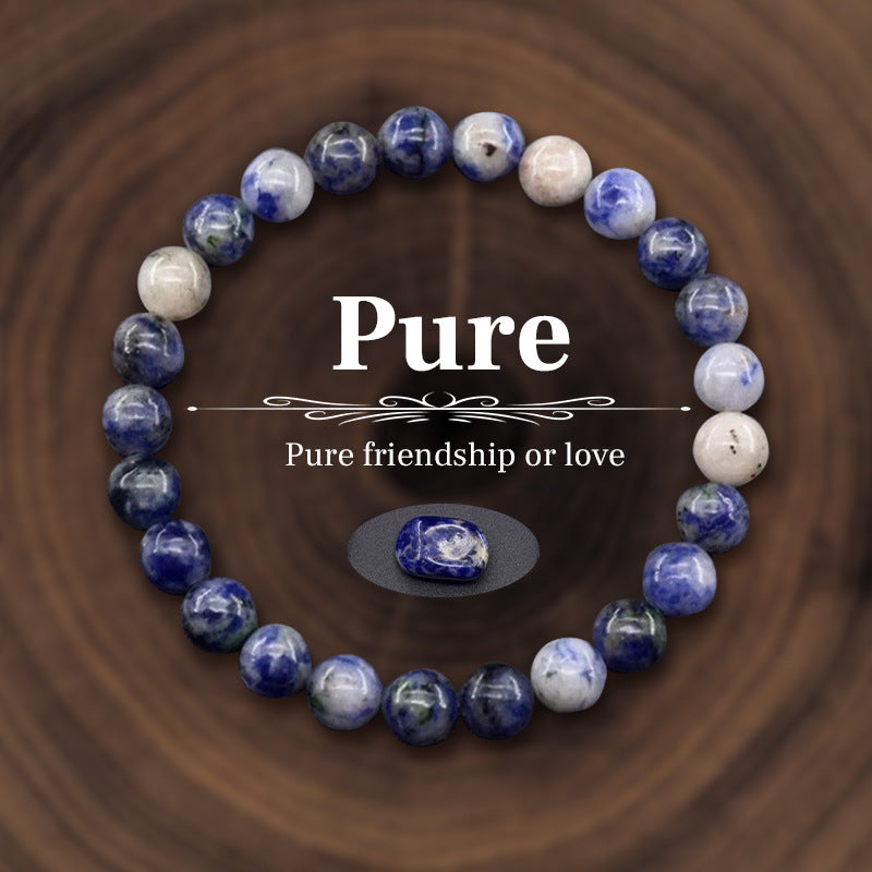 Eastern Mystiques Natural Stone Geometric Beaded Bracelet 8mm Tiger Eye Stone Lapis Lazuli Natural Stone Elastic Bracelet