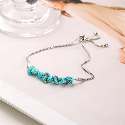 Eastern Mystiques Natural Crystal Bracelet Crushed Stone Beaded Handmade Adjustable Stainless Steel Chain Bracelet