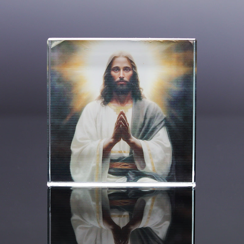 Eastern Mystiques African Black Madonna Crystal Print American Black Jesus Glass Coaster Christ