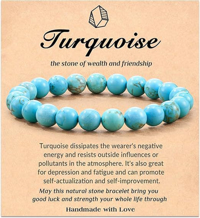 Eastern Mystiques Hot Selling Natural Stone with Card Paper Beaded Elastic Cord Bracelet Crystal Agate Tiger Eye Stone Wholesale Bracelet Jewelry