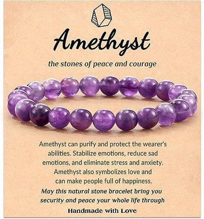 Eastern Mystiques Hot Selling Natural Stone with Card Paper Beaded Elastic Cord Bracelet Crystal Agate Tiger Eye Stone Wholesale Bracelet Jewelry