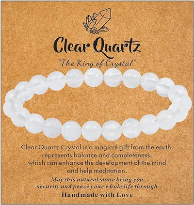 Eastern Mystiques Hot Selling Natural Stone with Card Paper Beaded Elastic Cord Bracelet Crystal Agate Tiger Eye Stone Wholesale Bracelet Jewelry