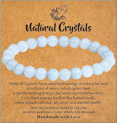 Eastern Mystiques Hot Selling Natural Stone with Card Paper Beaded Elastic Cord Bracelet Crystal Agate Tiger Eye Stone Wholesale Bracelet Jewelry