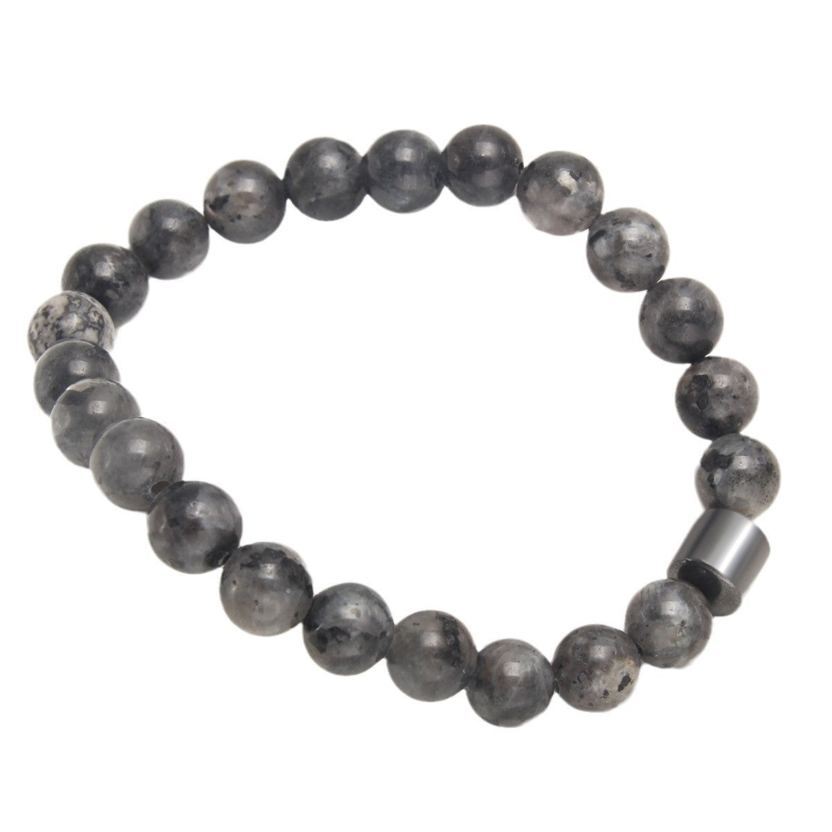 Eastern Mystiques Black Gallstone Volcanic Stone Tiger Eye Stone 8mm Natural Stone Beaded Bracelet Elastic Cord Bracelet