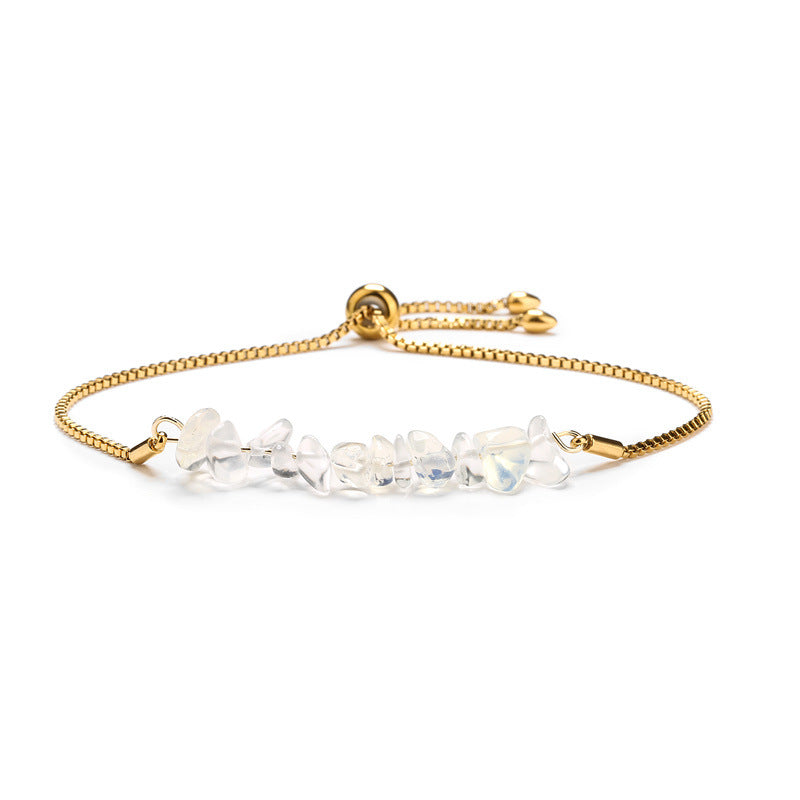 Eastern Mystiques Natural Crystal Bracelet Crushed Stone Beaded Handmade Adjustable Stainless Steel Chain Bracelet