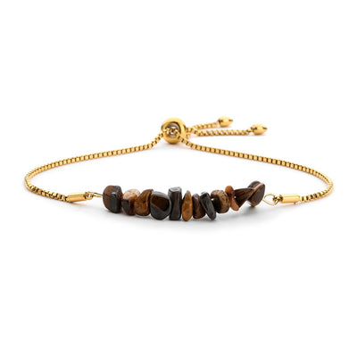 Eastern Mystiques Natural Crystal Bracelet Crushed Stone Beaded Handmade Adjustable Stainless Steel Chain Bracelet
