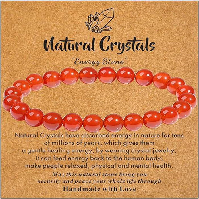 Eastern Mystiques Natural Stone Bracelet Handmade Beaded Pink Zebra Amethyst Elastic Cord Jewelry Card Accessories