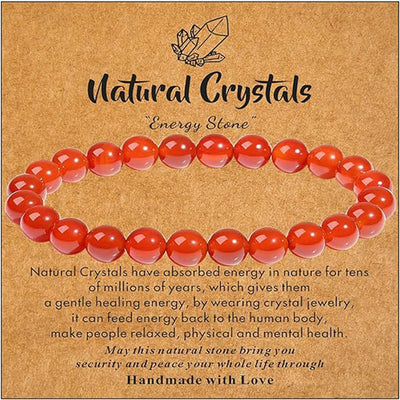 Eastern Mystiques Natural Stone Bracelet Handmade Beaded Pink Zebra Amethyst Elastic Cord Jewelry Card Accessories