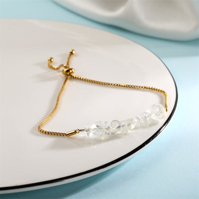 Eastern Mystiques Natural Crystal Bracelet Crushed Stone Beaded Handmade Adjustable Stainless Steel Chain Bracelet