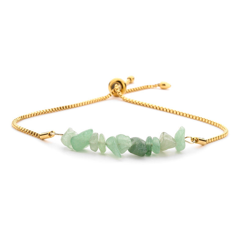 Eastern Mystiques Natural Crystal Bracelet Crushed Stone Beaded Handmade Adjustable Stainless Steel Chain Bracelet