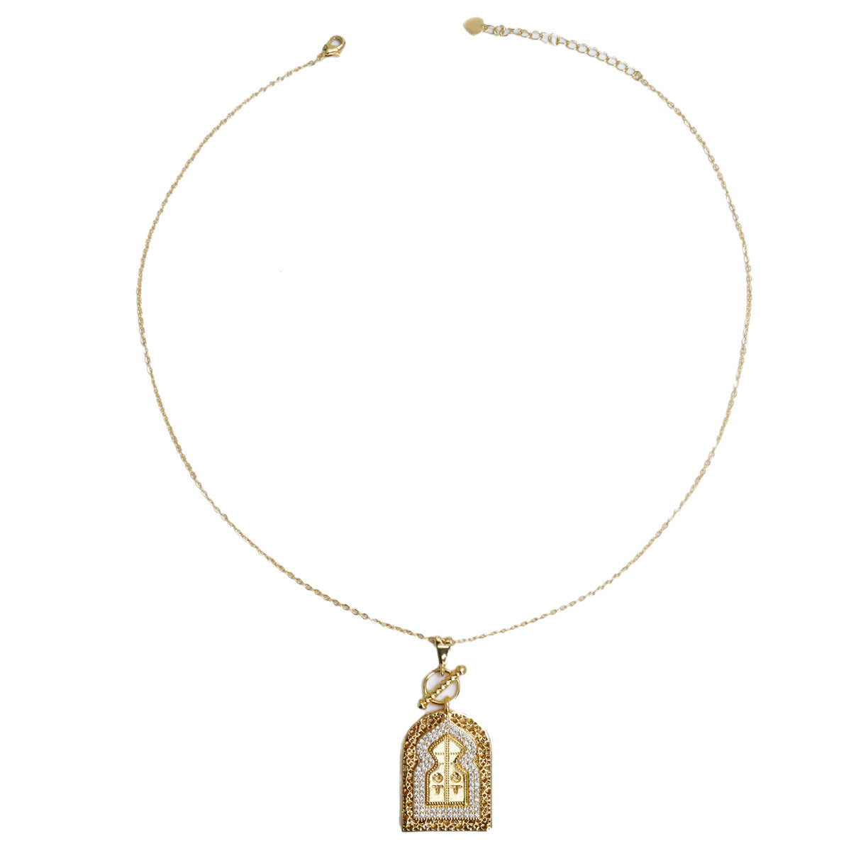 Eastern Mystiques European and American Religious Virgin Mary Copper Inlaid Zircon Necklace for Women Trendy Real Gold Plated Crystal Pendant Jewelry