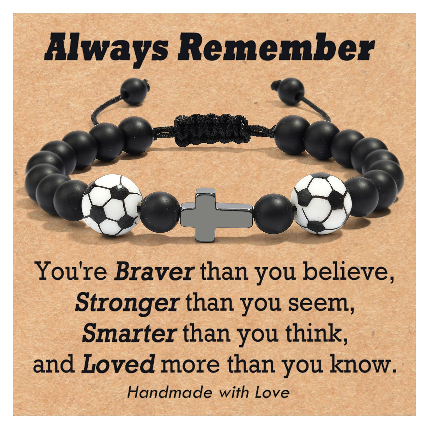 Eastern Mystiques Black Matte Sports Bracelet 8mm Black Matte Beads Black Gallstone Cross Woven Black Matte Baseball Bracelet