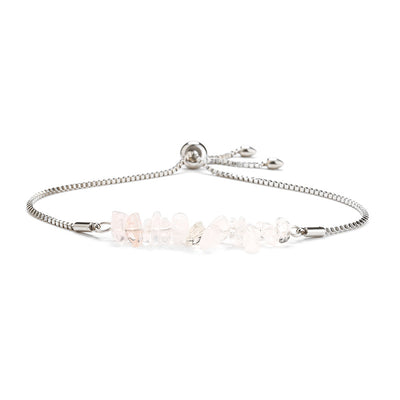 Eastern Mystiques Natural Crystal Bracelet Crushed Stone Beaded Handmade Adjustable Stainless Steel Chain Bracelet