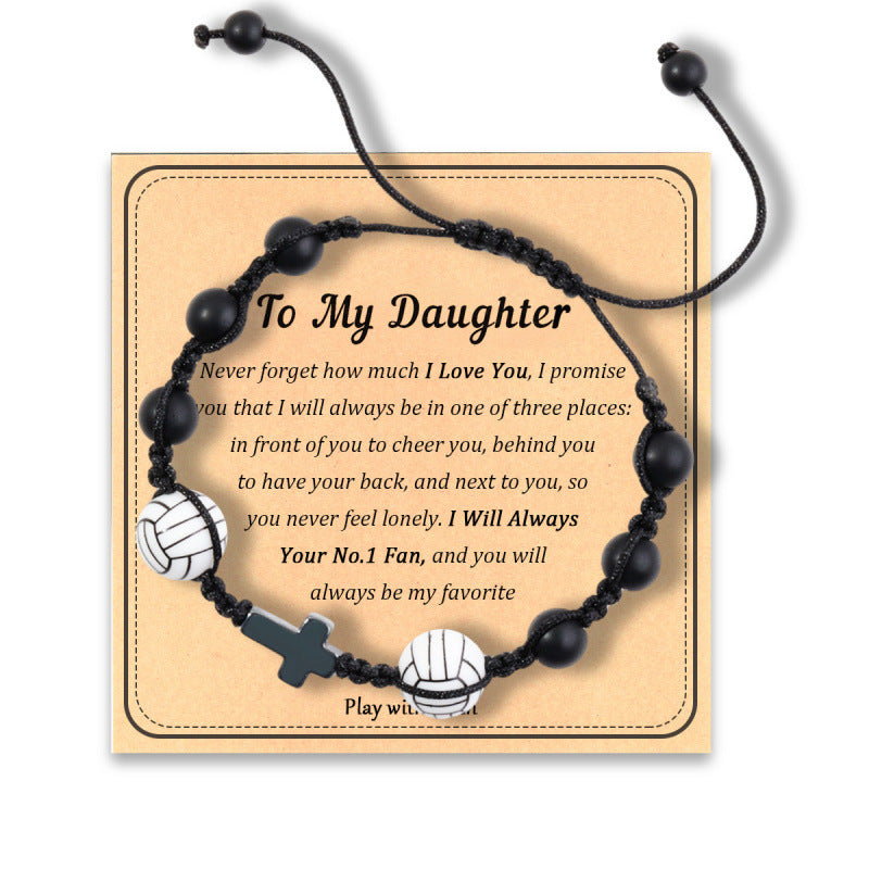 Eastern Mystiques Cross Movement Bracelet Handwoven ToMySon Gift Volleyball Soccer Baseball Black Matte Movement Bracelet