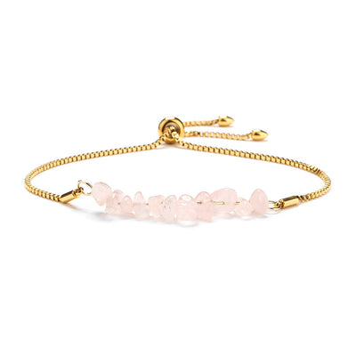 Eastern Mystiques Natural Crystal Bracelet Crushed Stone Beaded Handmade Adjustable Stainless Steel Chain Bracelet