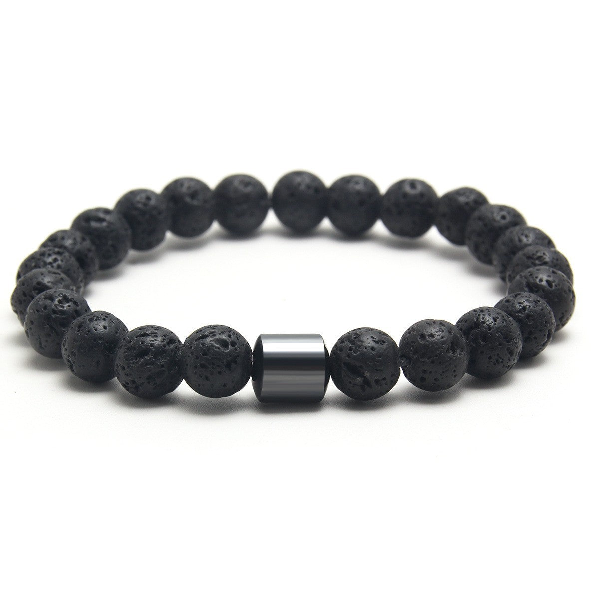 Eastern Mystiques Black Gallstone Volcanic Stone Tiger Eye Stone 8mm Natural Stone Beaded Bracelet Elastic Cord Bracelet