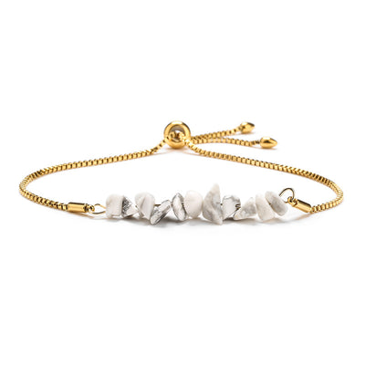 Eastern Mystiques Natural Crystal Bracelet Crushed Stone Beaded Handmade Adjustable Stainless Steel Chain Bracelet