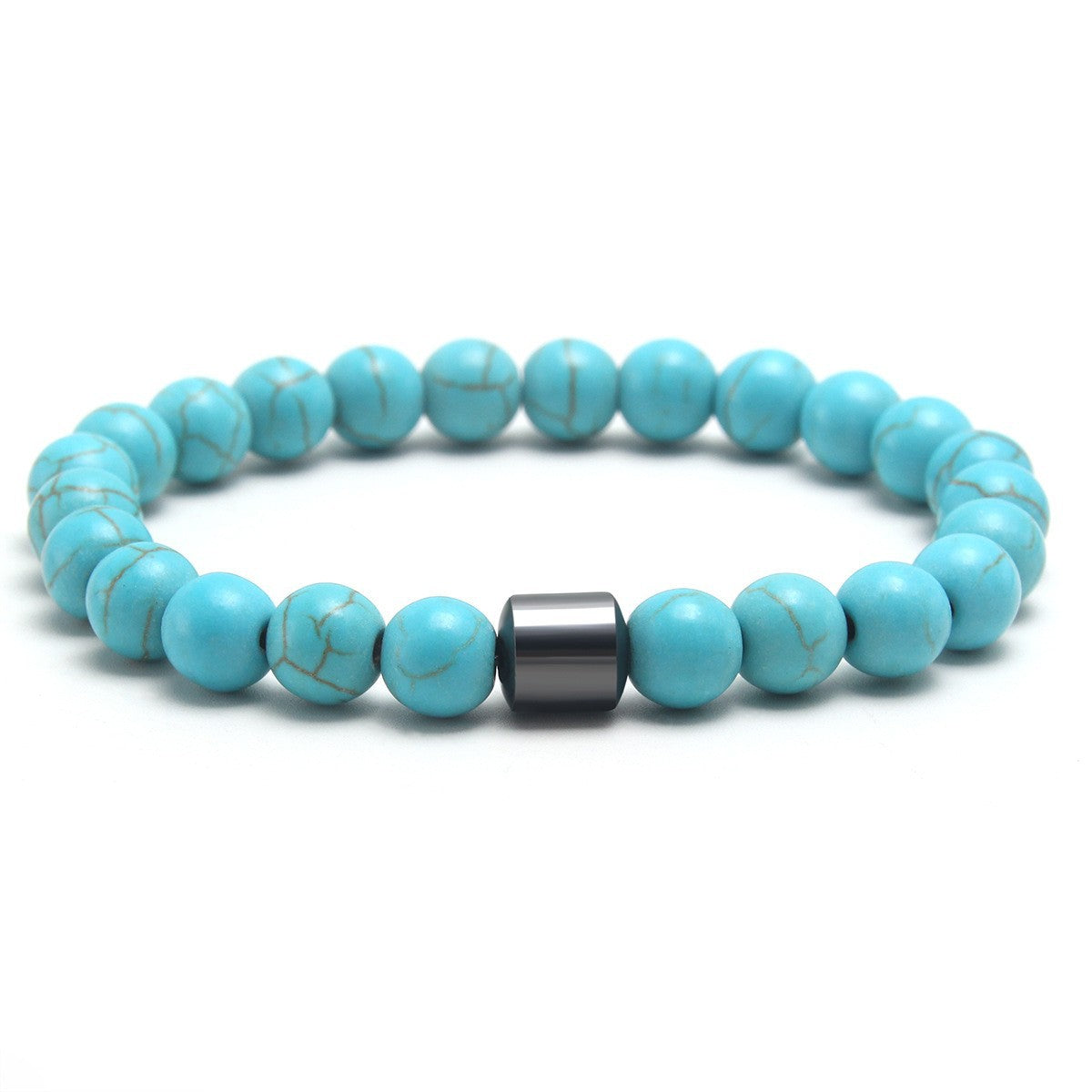Eastern Mystiques Black Gallstone Volcanic Stone Tiger Eye Stone 8mm Natural Stone Beaded Bracelet Elastic Cord Bracelet