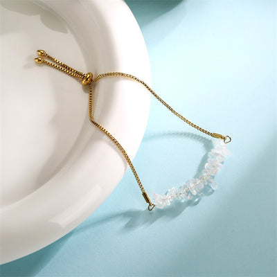 Eastern Mystiques Natural Crystal Bracelet Crushed Stone Beaded Handmade Adjustable Stainless Steel Chain Bracelet
